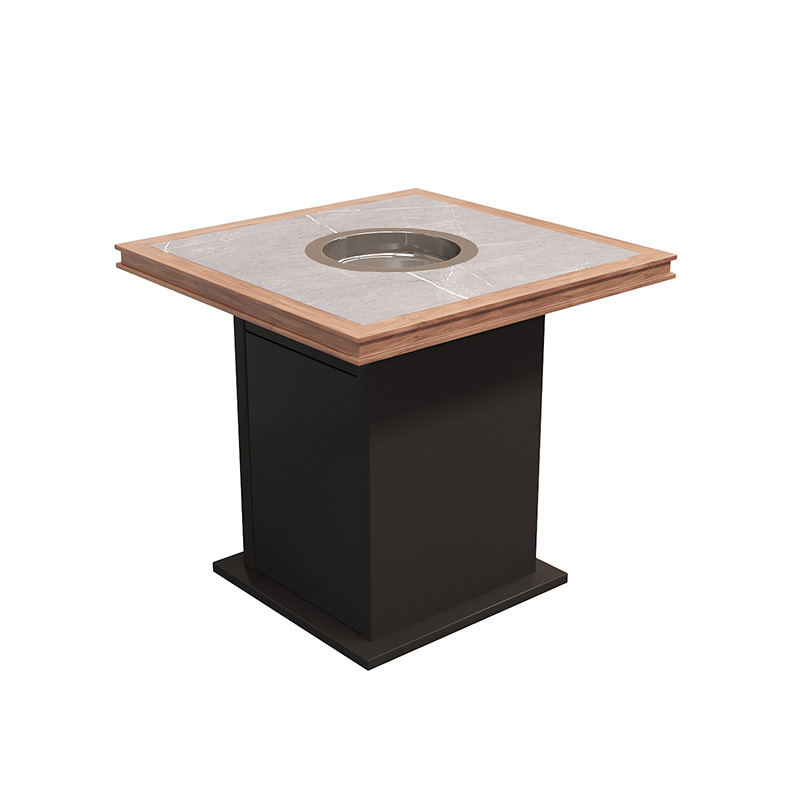 Customizado nuevo estilo chino de cocina Hunan hot pot mesas y sillas combinaciones comerciales de madera maciza tela de caña cartelera sofá fábrica al por mayor