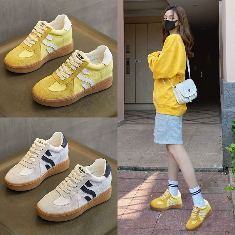 Маленькая мужская толстая подошва увеличила моральную обувь женская повседневная легкая мягкая подошва кроссовки ретро арганд 2025 новый стиль