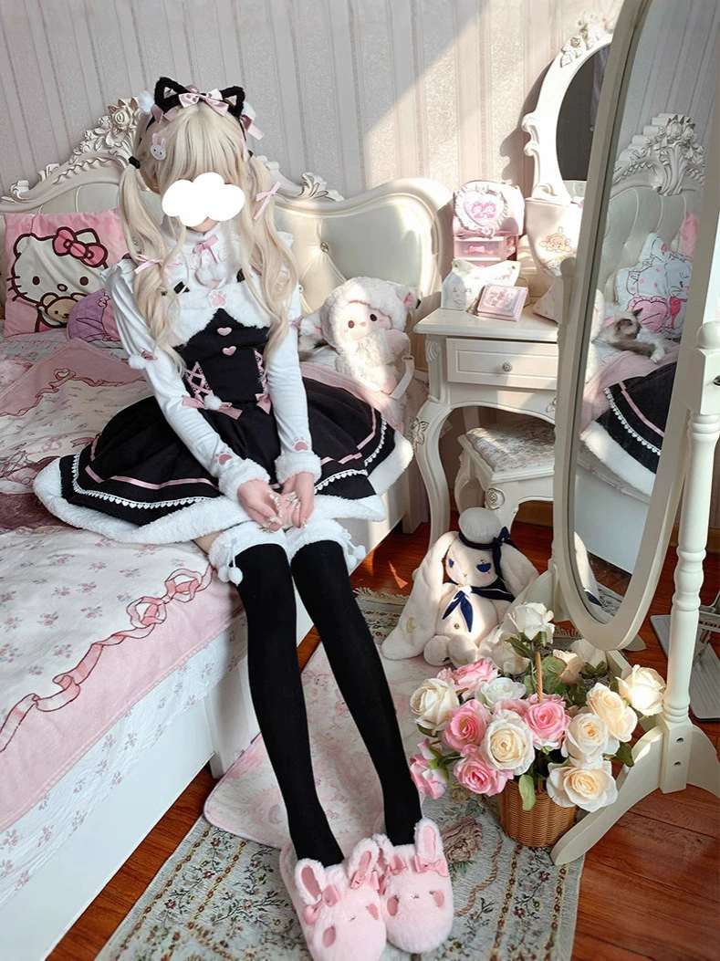 Платье Lolita JSK, демисезон, три цвета (черный, фуксия, кофе), оборчатая юбка