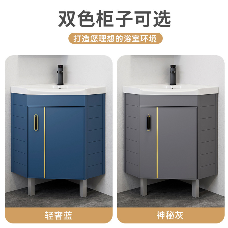Piso lavabo gabinete combinación pequeño apartamento baño triángulo mesa de lavado esquina lavabo piscina