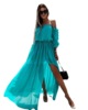 Chiffon long sleeved dress irregular skirt