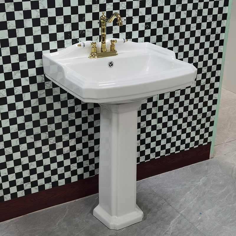French Retro Ceramic Column Basin Simple Wash Basin Homestay Small Apartment Balcony Nice 58cm