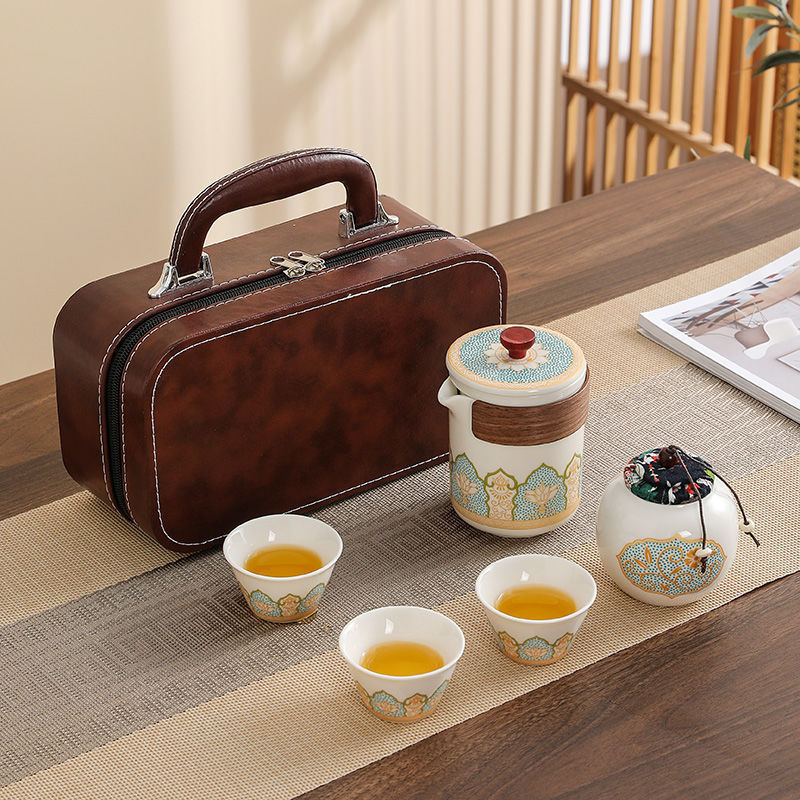 Travel Tea Set Portable Outdoor Kung Fu Tea Set Teapot Accompanying Quick Cup Business Gift Printed Logo