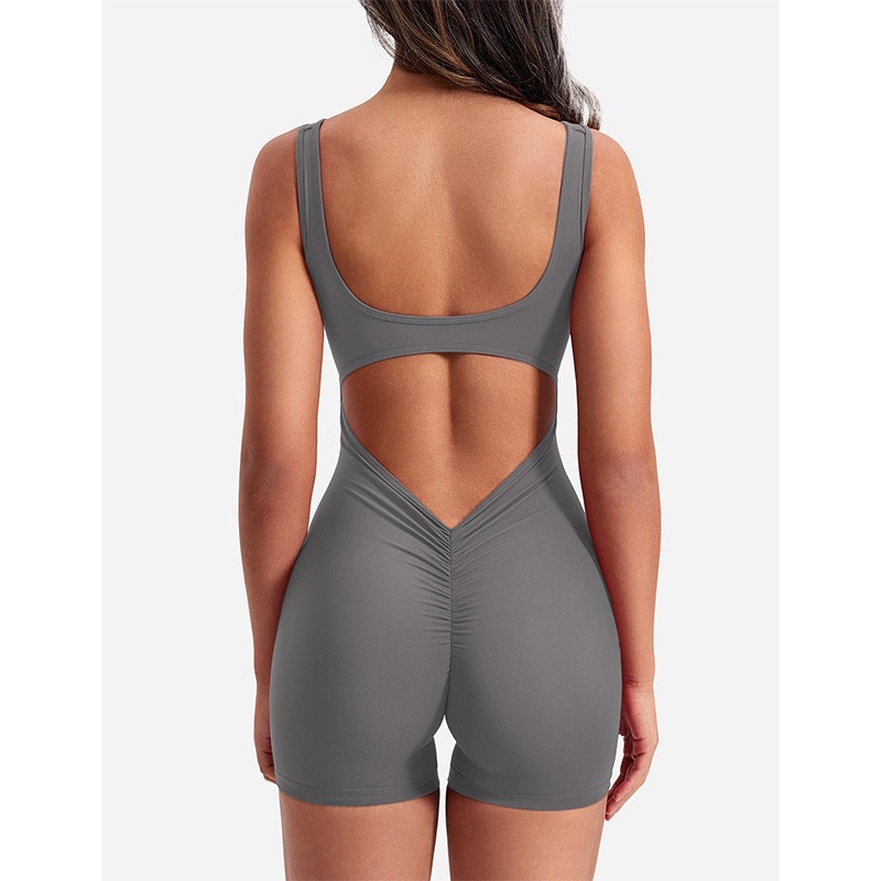 Simple Style Style Women's Holiday Daily Beach Bodysuits Simple Style Solid Color Shorts Hollow Out Backless Rompers