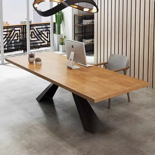 Solid Wood Desk Desktop Computer Table Home Single Double Desk Long Table Simple Modern Log Writing Table
