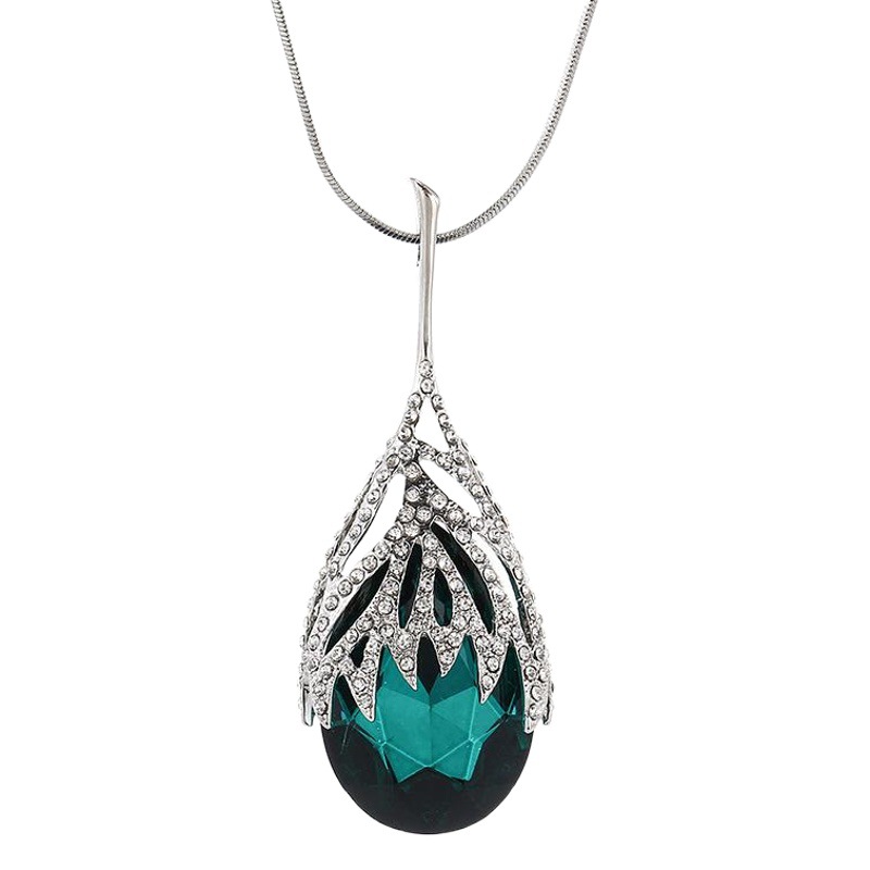 Estilo coreano de moda de alta gama de cristal diamante gota de agua suéter cadena de las mujeres Transfronteriza Popular personalizada geométrica todo partido ropa al por mayor