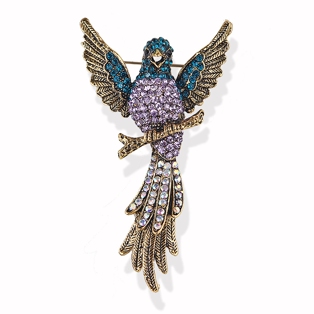 18g Weight Rhinestones Inlay Material Retro Pin Eagle Alloy Plating Inlay Rhinestones Unisex Brooches