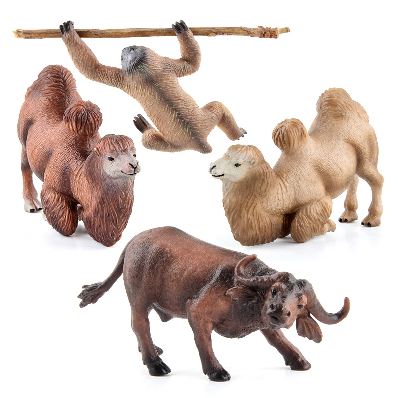 Transfronteriza exportación simulación bosque animal modelo sólido búfalo perezoso desierto Mongolia Shuangfeng camello modelo adornos