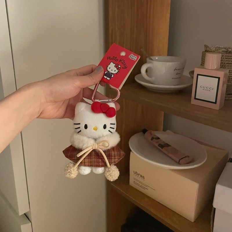 韩系ins斗篷hellokitty挂件可爱凯蒂毛绒公仔玩偶钥匙扣包包挂饰|undefined