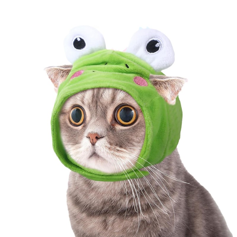 猫咪可爱变装头套猫咪头饰青蛙兔子狮子小熊宠物帽子配饰头饰|undefined