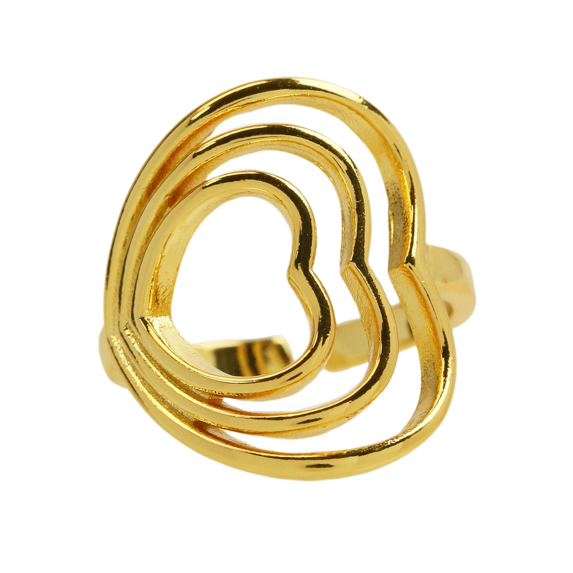 Heart Shape Pattern Women's Gender Wholesale IG Style Sweet Heart Shape Copper Hollow Out 18K Gold Plated Open Rings