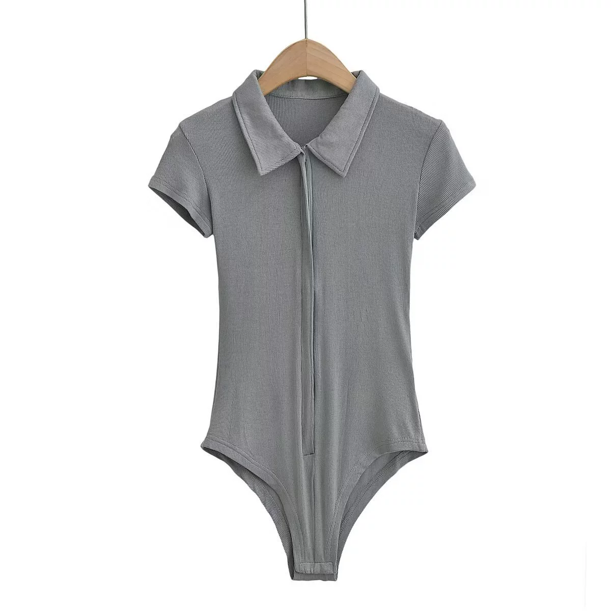 Трансграничная женская одежда оптом в европейском и американском стиле с воротником-поло, тонкий комбинезон с короткими рукавами, универсальный топ Pure Desire