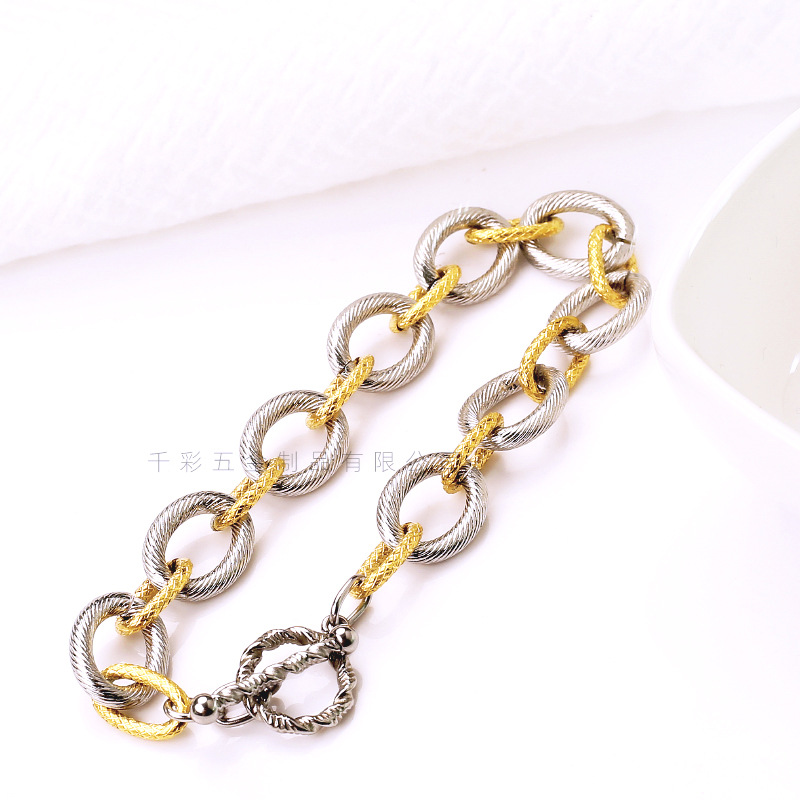 Geometric Pattern Unisex Gender Casual Geometric Titanium Steel Plating Bracelets