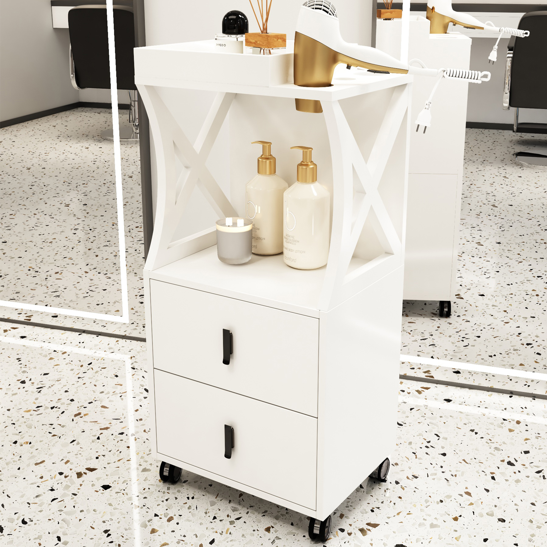 Nuevo gabinete de herramientas de peluquería de alta calidad gabinete de salón de peluquería carro móvil sin instalación móvil gabinete de herramientas de almacenamiento de madera sólida