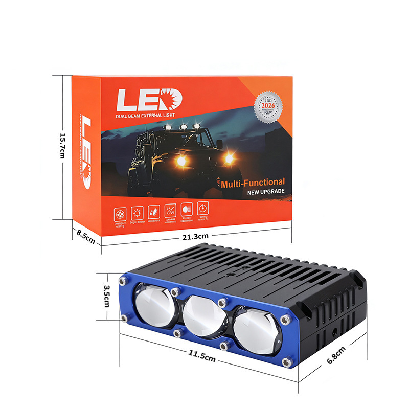 Fábrica de venta caliente de tres ojos de luz láser W5S de luz alta cañón de luz de dos colores superbrillante triple condensador de automóviles de motocicleta