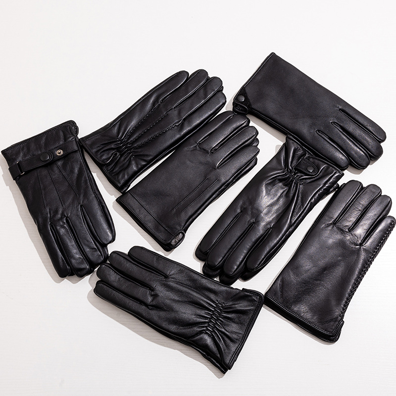 Carefully Selected Genuine Leather Gloves for Men, Sheepskin Gloves for Outdoor Cycling, Business, Winter Warmth, Wholesale, Custom-Made, Oem