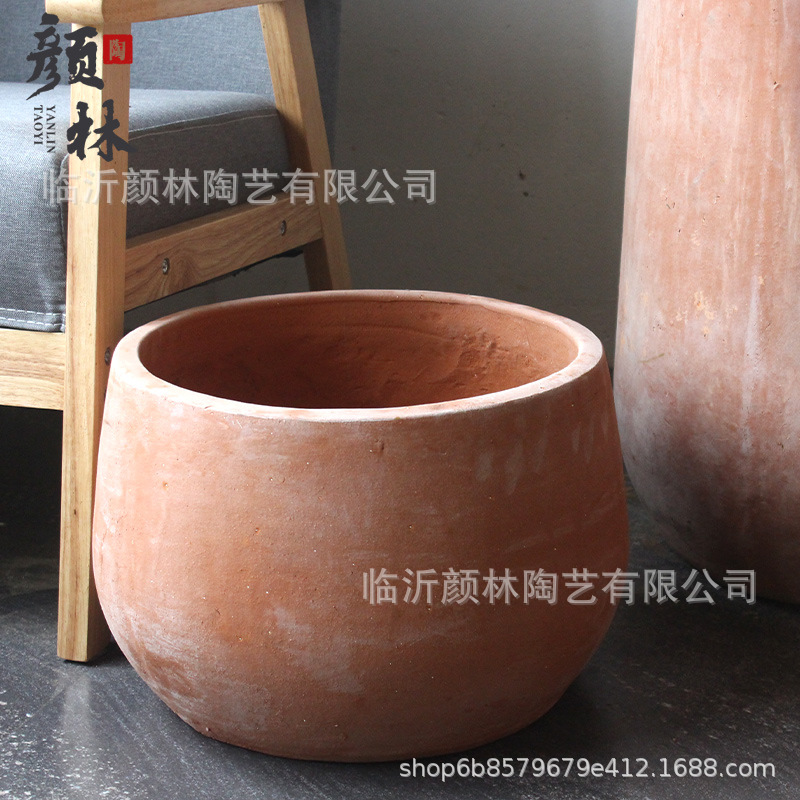 Pastoral ladrillo cerámica roja nueva tecnología de maceta abierta tierra de gran tamaño combinación de maceta paisaje jardinería maceta profunda lavabo