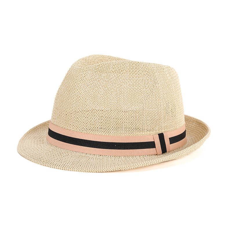 Sombrero verano paja tejido transpirable a prueba de sol estilo coreano pequeño bombín sombrero hombres y mujeres pareja sombrero retro británico a prueba de sol sombrero de jazz