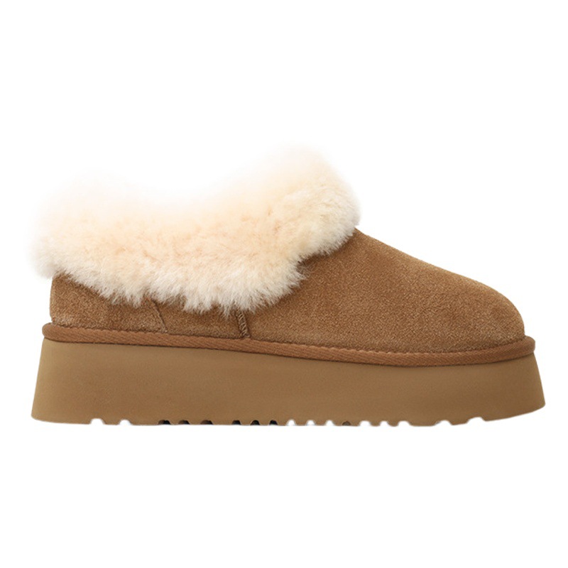 内外一体型ウールローカット暖かいスノーブーツ レディース 冬用 裏起毛 厚底 2025冬 毛皮靴 暖かいタイプ
