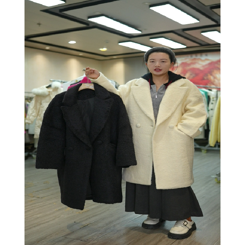 苏丽圈圈羊毛中长款西装款羊毛外套145斤内孤品