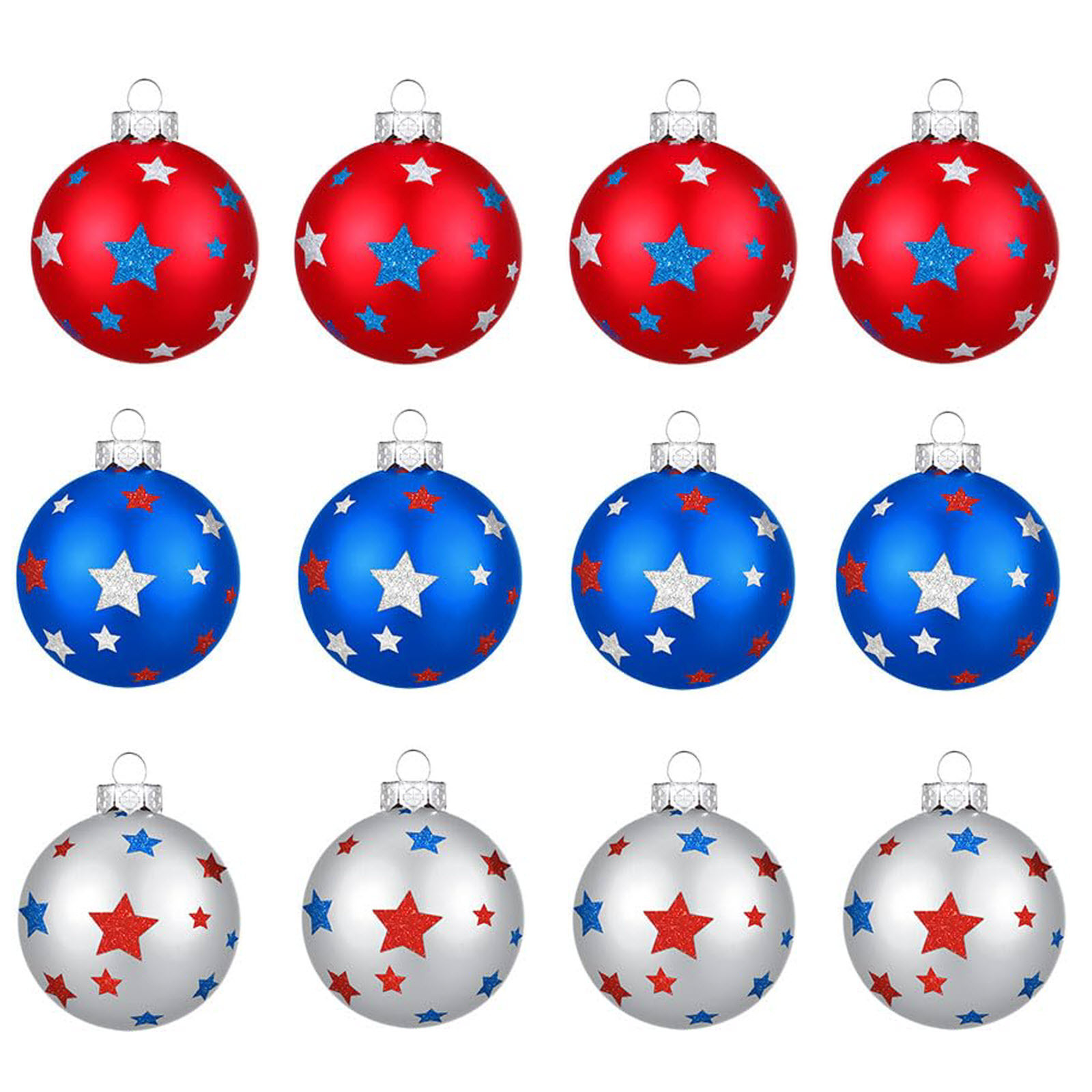 Día de la Independencia de EE. UU. Transfronterizo 6cm12 piezas rojo blanco azul pintado plástico bola de Navidad ambiente festivo bola decorativa