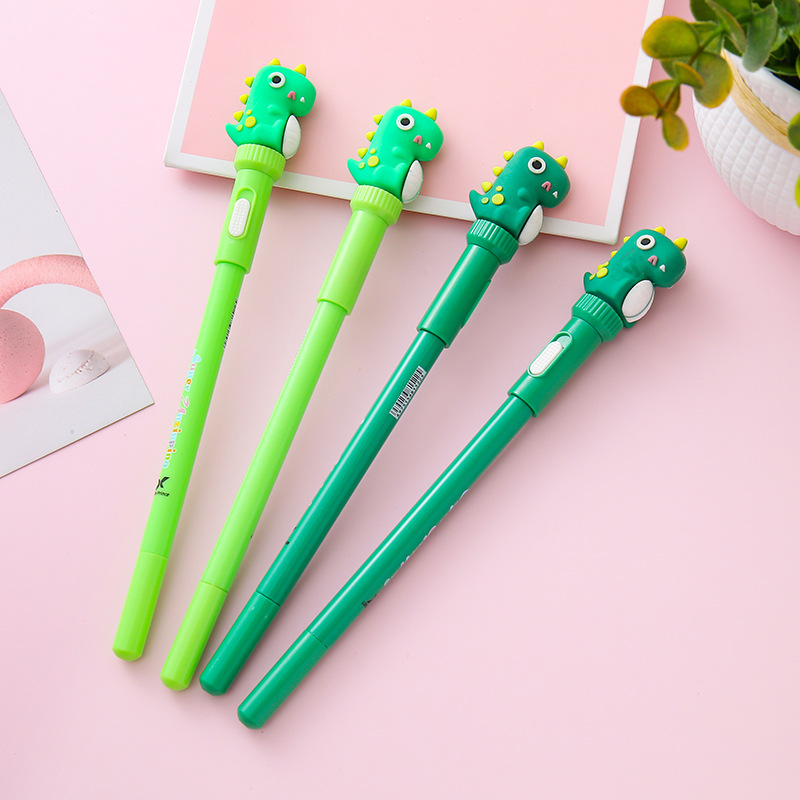 Bolígrafo de góner de dinosaurio con luz, papelería creativa, descompresión para estudiantes, bolígrafo giratorio, herramienta de escritura, bolígrafo de agua, bolígrafo de oficina, bolígrafo de firma