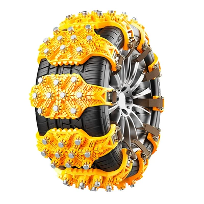 Source manufacturer car tire snow chain car off-road vehicle general emergency beef tendon chain (Tire snow chain) - 1-set-of-6-pieces-orange-storage-bag-gloves-installation-wrench