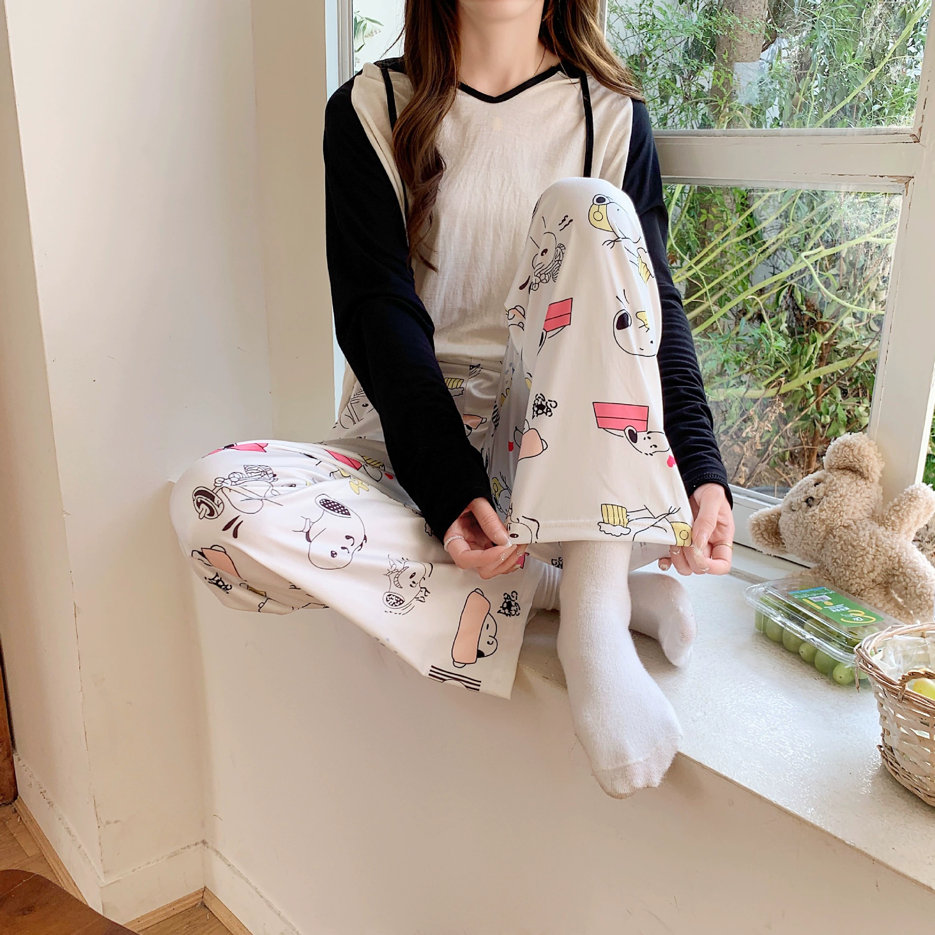 Nuby, осенне-зимние брюки с рисунком для отдыха, корейский стиль, свободный крой