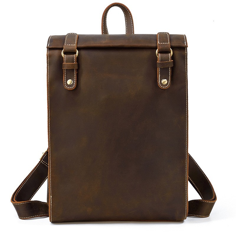 Men's Genuine Leather Backpack Retro Crazy Horse Leather Backpack Travel Bag Men's Business Computer Bag School Bag