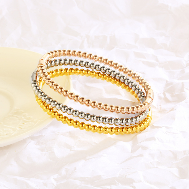 25g Weight Gold Plated Plating Material Bangle Classification 1 Piece Quantity Wholesale Vintage Style Lady Solid Color Titanium Steel Plating Gold Plated Bangle
