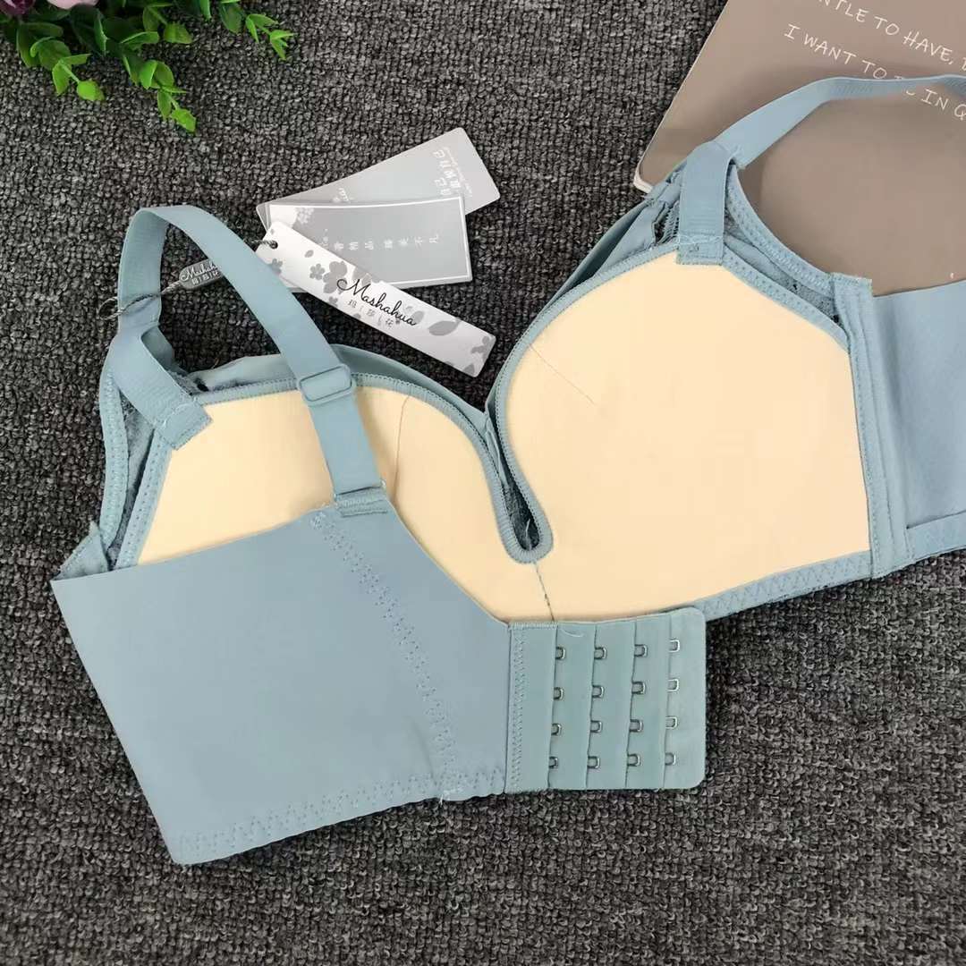 Nuevo sujetador de alta calidad de moda de encaje jacquard transpirable y cómodo ajuste lateral de pecho de cuatro botones ropa interior mujer