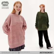 HeyHenry 国潮牌情侣街头嘻哈宽松毛巾绣提花毛衣秋季针织衫男女