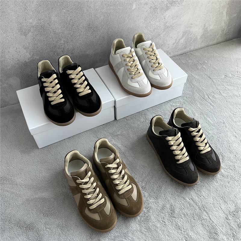 Super Comfortable Niche Vintage German Training Shoes Women's Flat Leather All-match Sneakers Lace-up Suede Casual Sports White Shoes