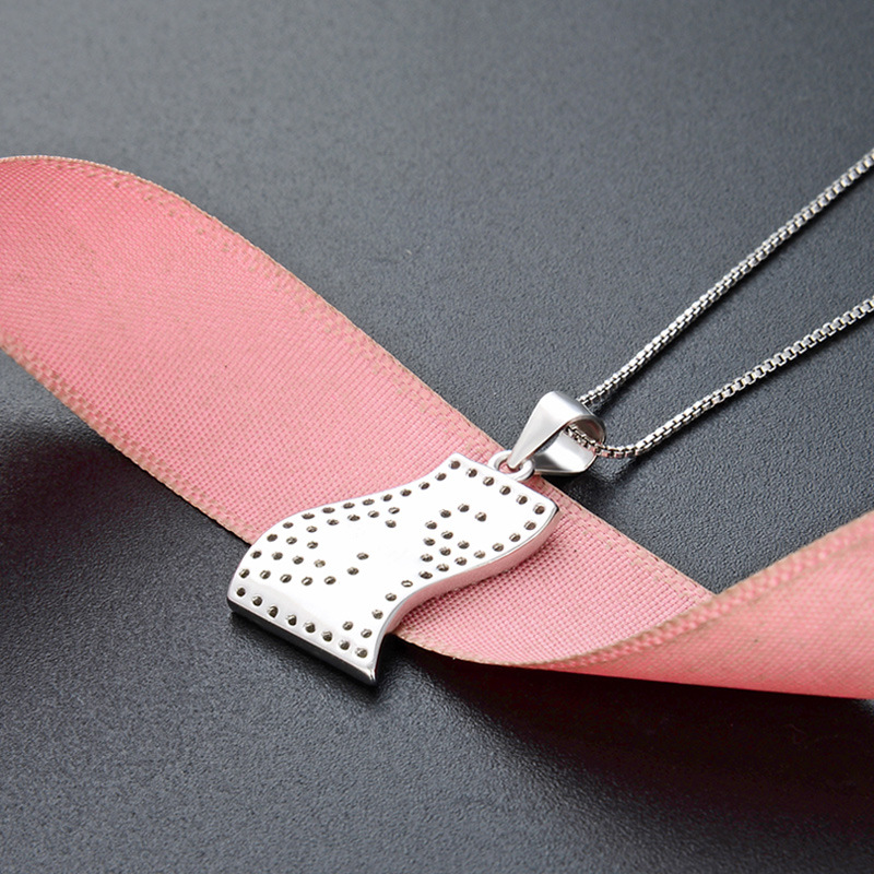 Accesorios transfronterizos de Amazon 925 collares de plata esterlina de lujo ligero de lujo de alta calidad cadena de clavícula goteando aceite colgante de geometría de perforación completa