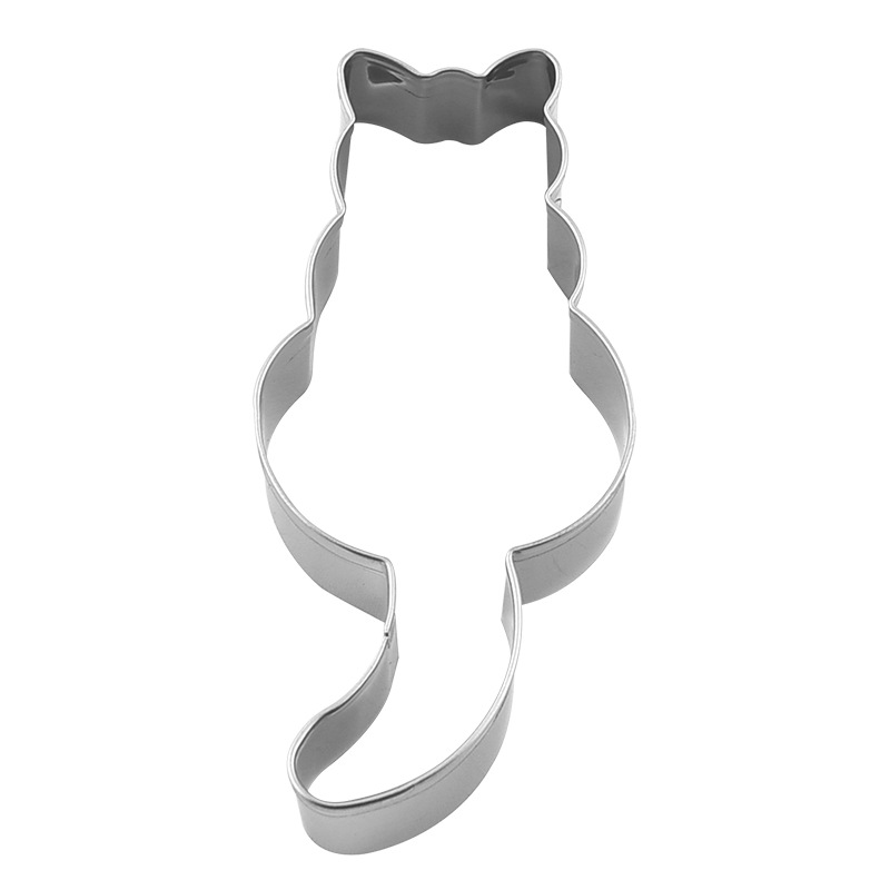 Fábrica al por mayor de acero inoxidable gato cookie mousse anillo molde 5-pieza DIY impresión hornear morir herramienta