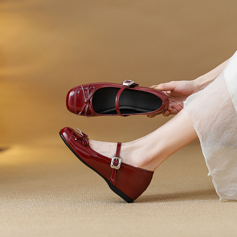 Women's 2025 New Spring Dress French Round Toe Mary Jane Shoes with Shallow Mouth