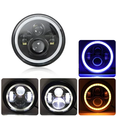 Angel Eye Led Car Light – Motorcycle headlights, headlights - 7inch-yellow-blue-light