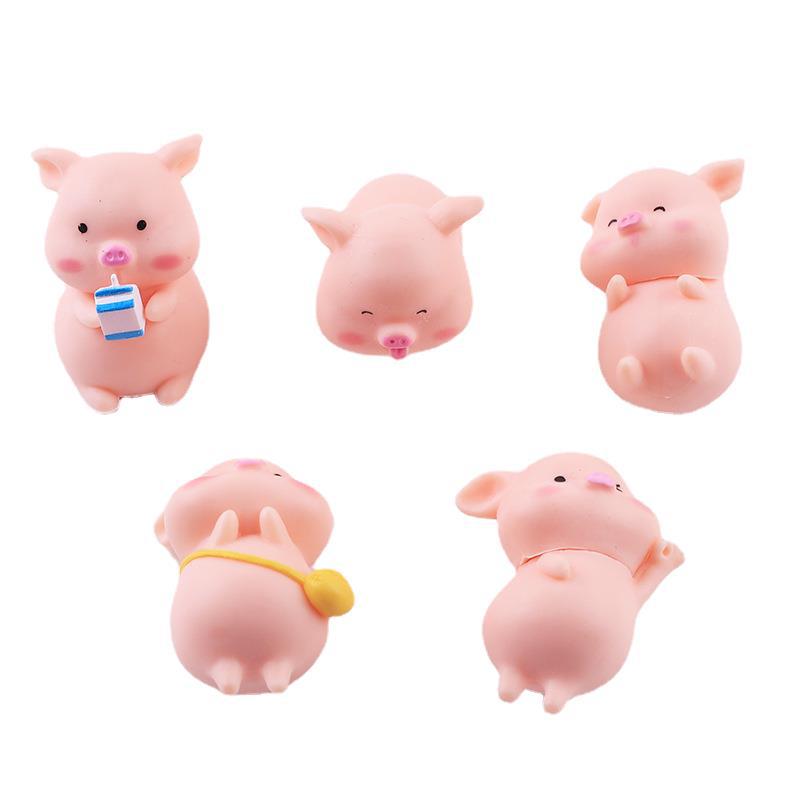 Muñeco de cerdo de leche tridimensional, dibujos animados, hecho a mano, accesorios de joyería DIY, pegamento de crema, resina, materiales para pequeños accesorios, venta al por mayor
