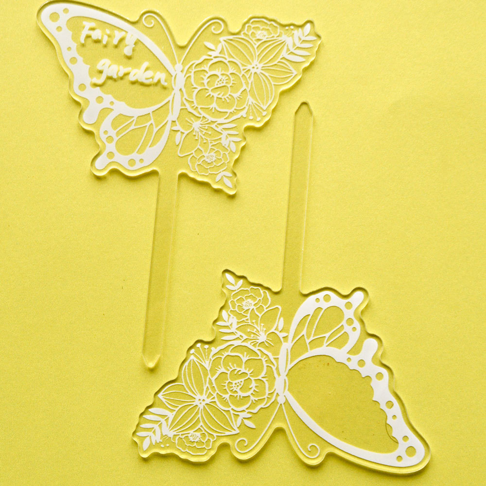 Pastoral Style Simple Acrylic Flower Plant Potted Garden Marker Butterfly Field Cutting