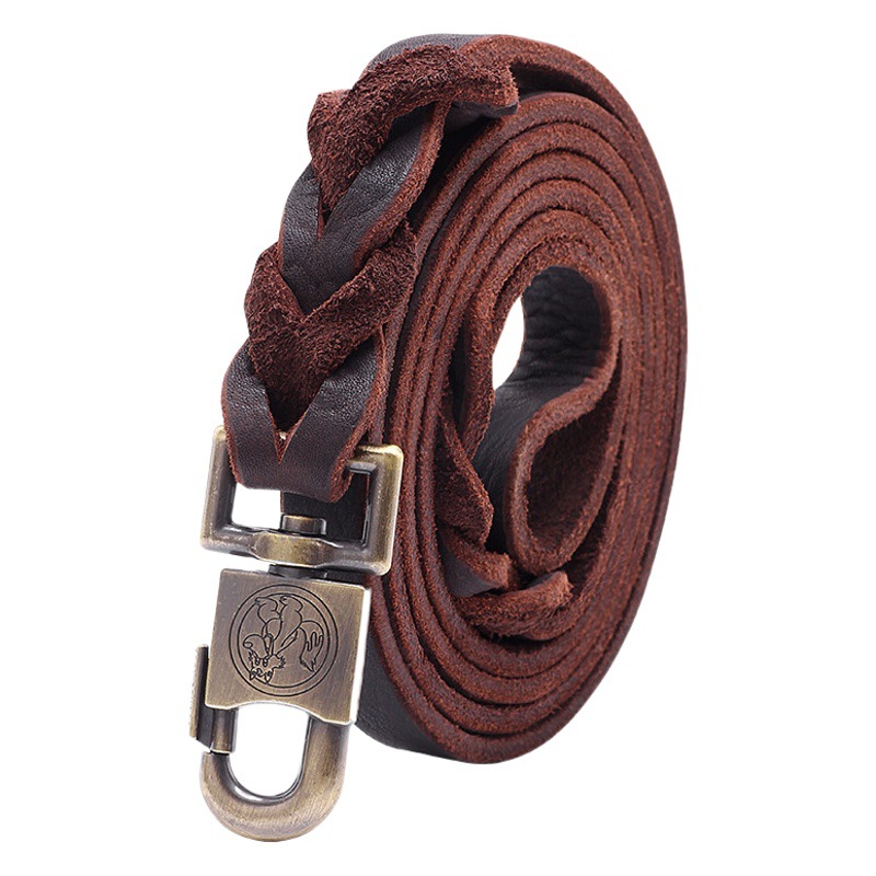 Correa de perro de piel de vaca correa de perro mediana y grande correa de perro de caballo DEMU Cadena de correa de piel de oro