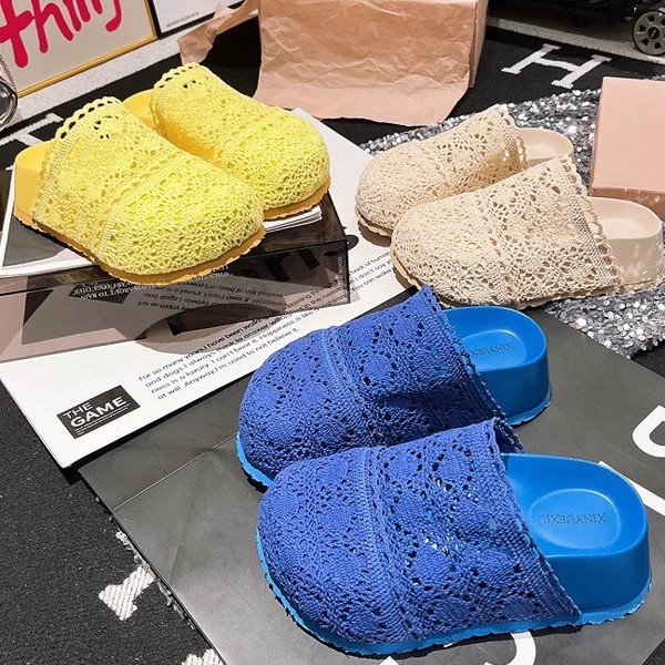 Boken zapatos verano nuevo estilo encaje crochet estilo literario plataforma plataforma sandalias Baotou ropa exterior zapatillas retro mujeres