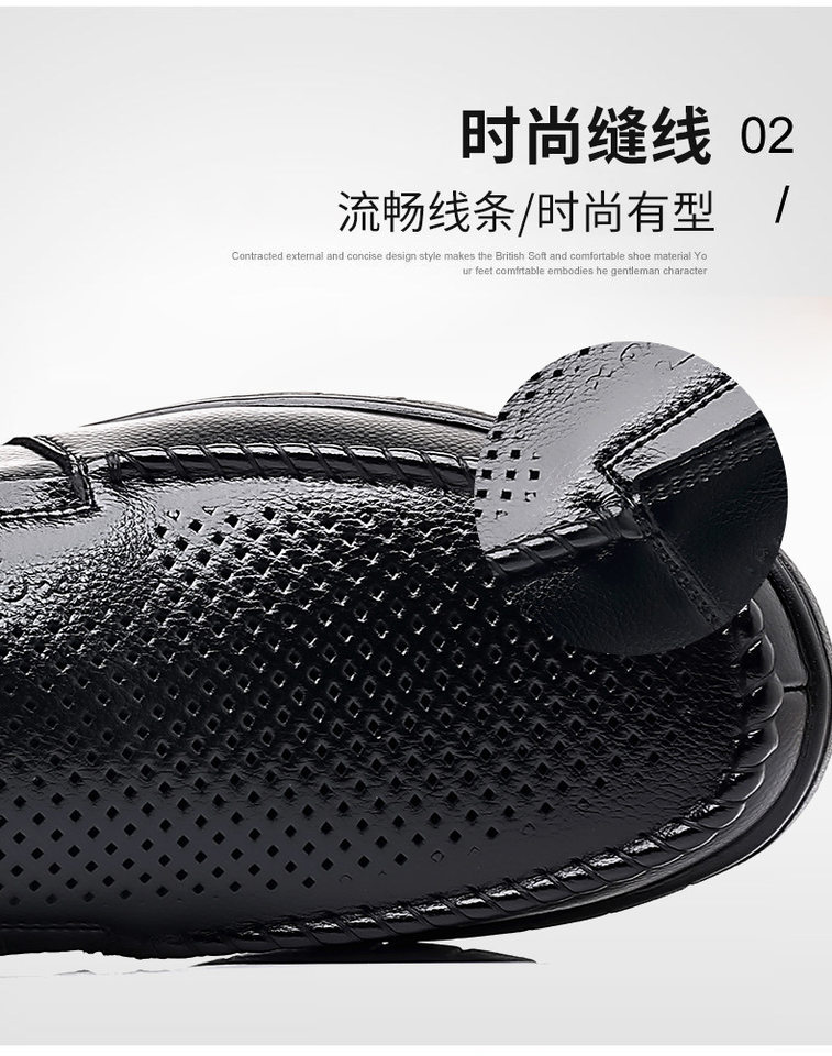Dép sandal nam da bò thật thoáng khí lỗ rỗng, đế cao 1-3 cm, kiểu mùa hè — nâu, đen chi tiết 11