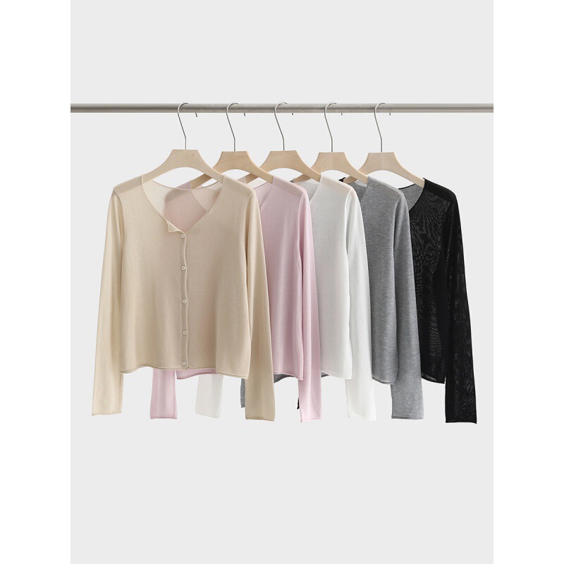 Summer Flash Tencel Lyocell Knitwear Cardigan Round Neck Long Sleeve Thin Sun-protective Shirt Air-conditioning Shirt Women's 32189 Summer Flash Tencel Lyocell Knitwear Cardigan Round Neck Long Sleeve Thin Sun-protective Shirt Air-conditioning Shirt Women's 32189