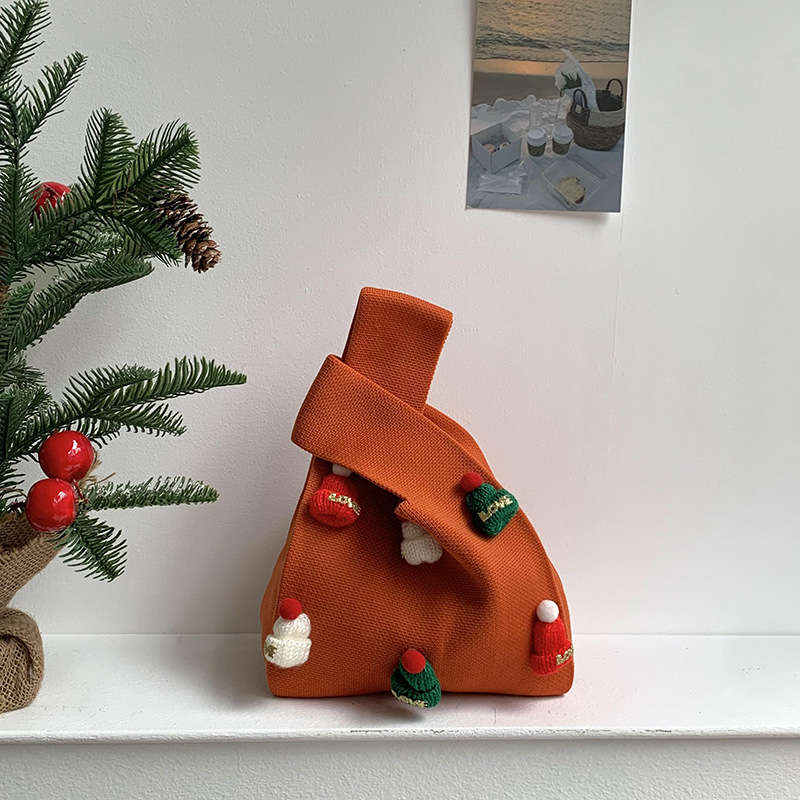 Bolsa de mochila para mujeres versátil 2025 nuevo bolso de regalo de navidad sombrero tridimensional nicho bolso de hombro de punto