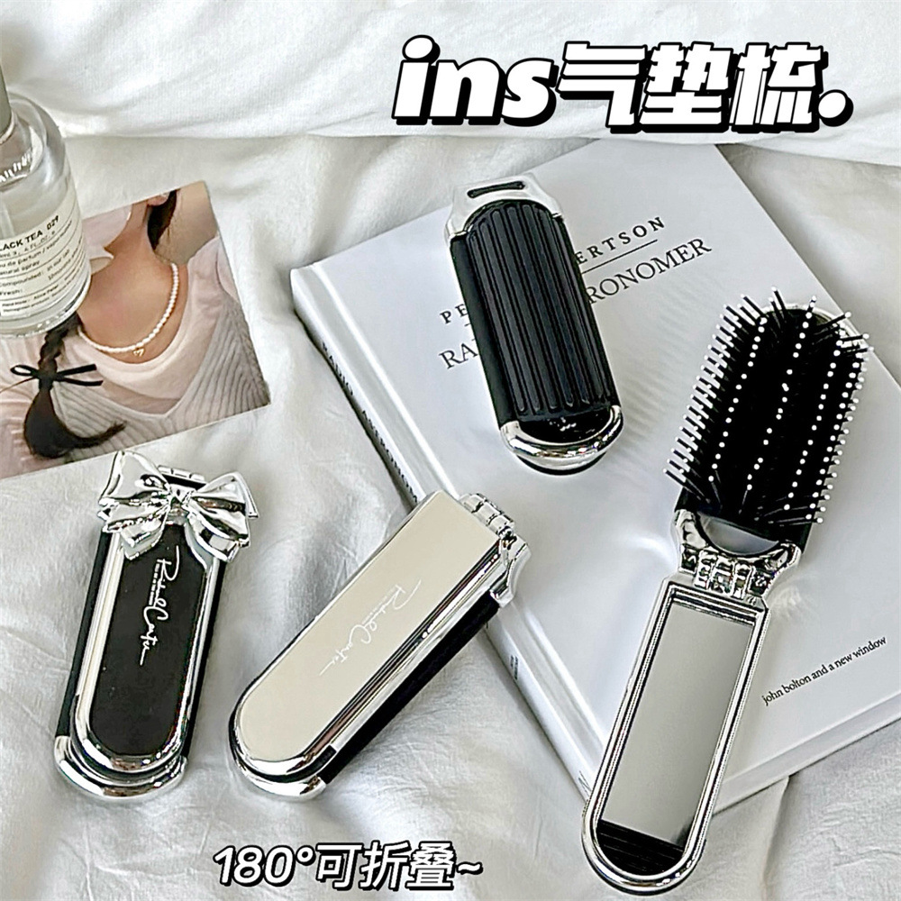Peine plegable mini simple estilo ins peine portátil portátil de alto valor peine de cojín de aire peine de espejo de viaje peine integrado