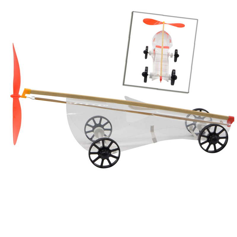 Self-made elastic power car Tiger wind non-Yin force elastic racing air power car model technology small production works