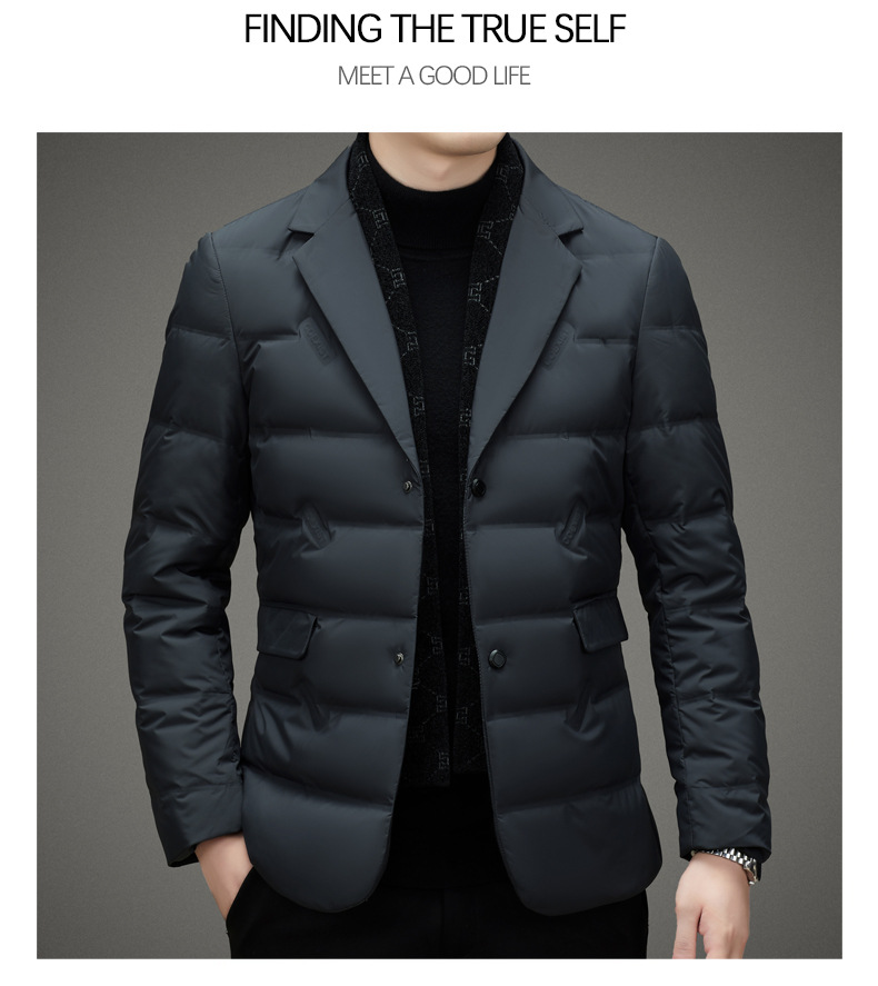 Men's Clothing Fashionable Simple Suit Scarf Collar Down Jacket Men's Autumn and Winter Trendy Warm Down Jacket Suit Style Down Jacket_voghion.com