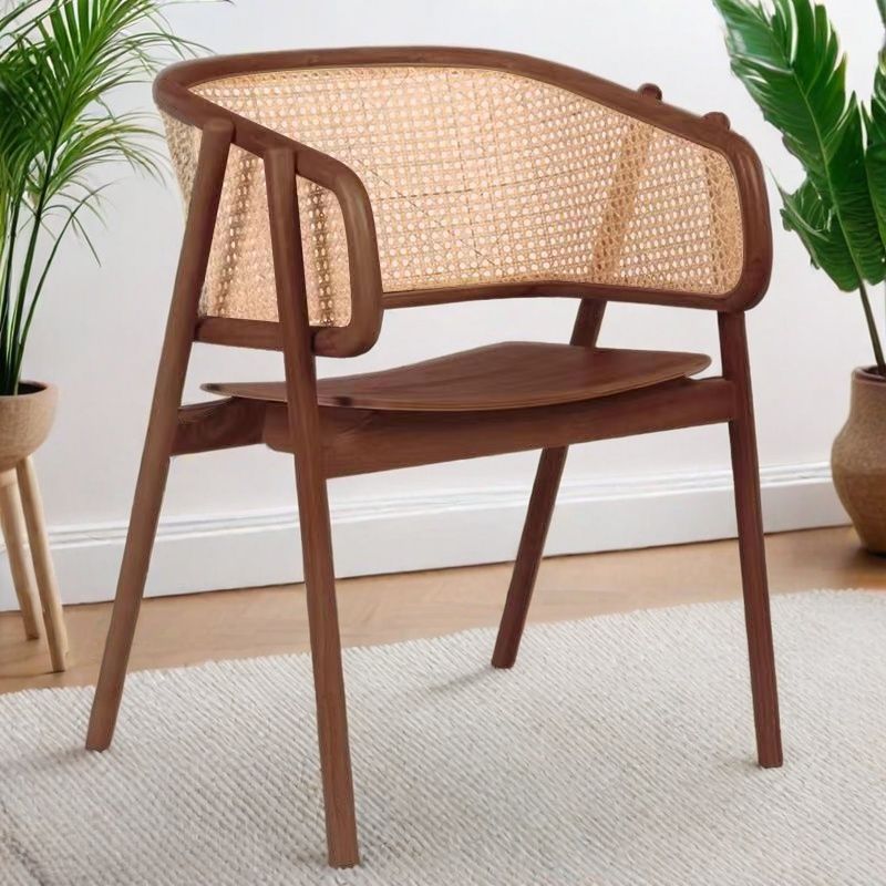 Silla de comedor de madera sólida nórdica de caña sala de té respaldo sofá casero mesas caseras medievales sillas de maquillaje