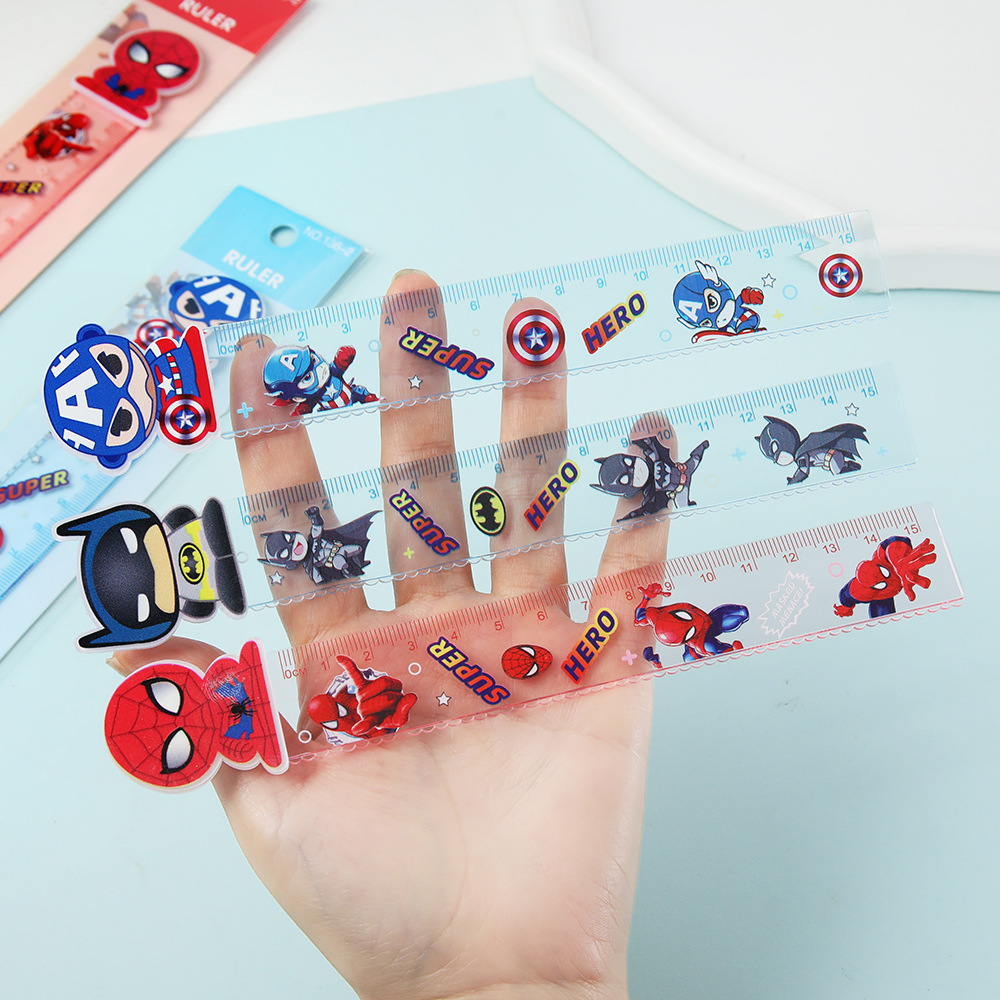 Nuevo superhumano transparente 15cm regla recta para estudiantes de primaria hermosa regla de dibujo animado regla de alta calidad de medición regla de papelería