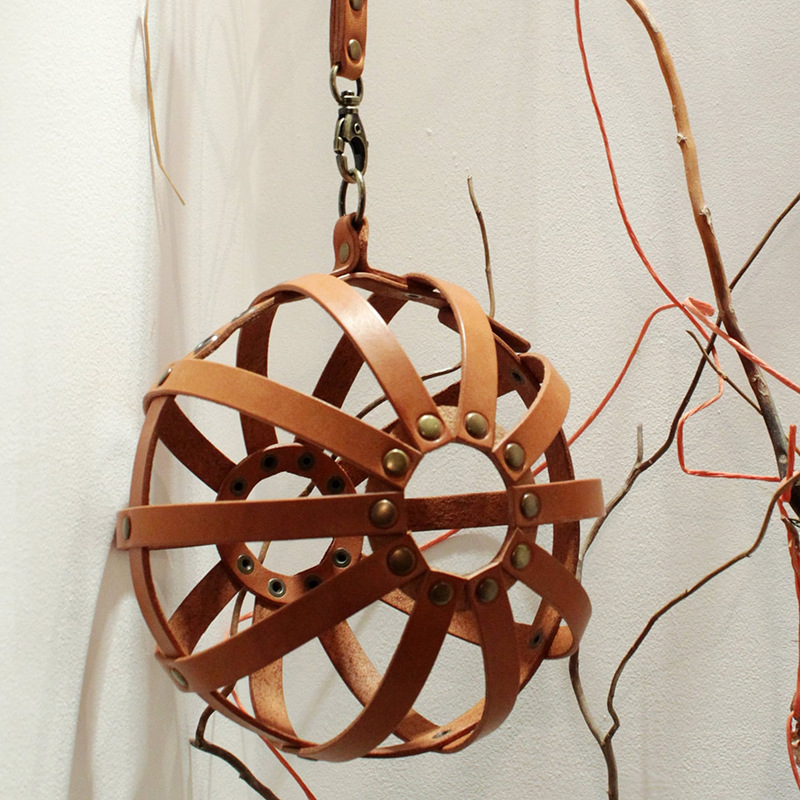 Handwoven Round Yarn Storage Basket With Leather Handle_voghion.com